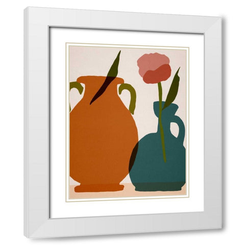 Flower Dance IV White Modern Wood Framed Art Print with Double Matting by Wang, Melissa