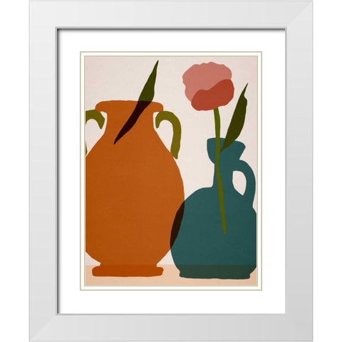 Flower Dance IV White Modern Wood Framed Art Print with Double Matting by Wang, Melissa