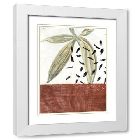 Ceramic Leaves IV White Modern Wood Framed Art Print with Double Matting by Stramel, Renee W.