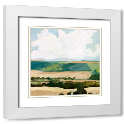 Fieldscape I White Modern Wood Framed Art Print with Double Matting by Caroline, Emma