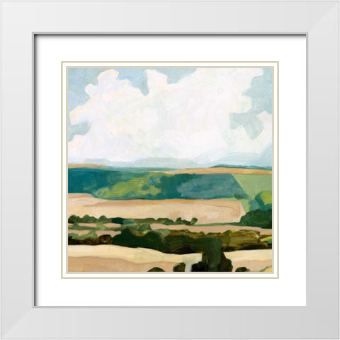 Fieldscape I White Modern Wood Framed Art Print with Double Matting by Caroline, Emma