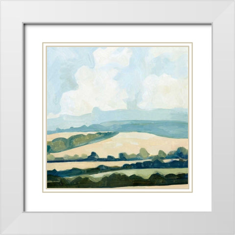 Fieldscape II White Modern Wood Framed Art Print with Double Matting by Caroline, Emma