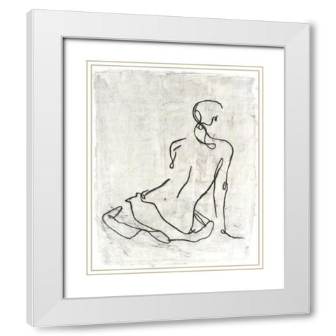 Embellished Gestural Contour I White Modern Wood Framed Art Print with Double Matting by Harper, Ethan