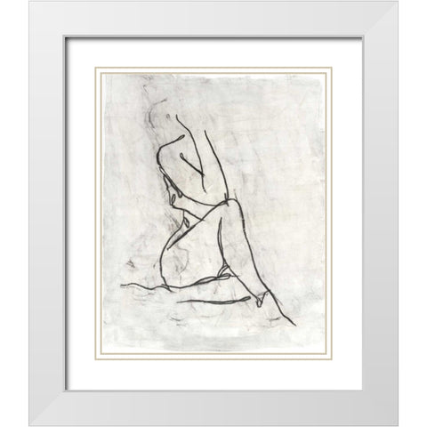 Embellished Nude Contour Sketch I White Modern Wood Framed Art Print with Double Matting by Harper, Ethan