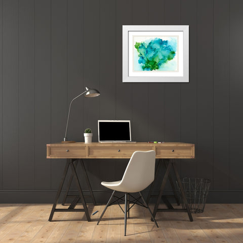 Leafy I White Modern Wood Framed Art Print with Double Matting by Combs, Joyce