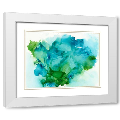 Leafy I White Modern Wood Framed Art Print with Double Matting by Combs, Joyce