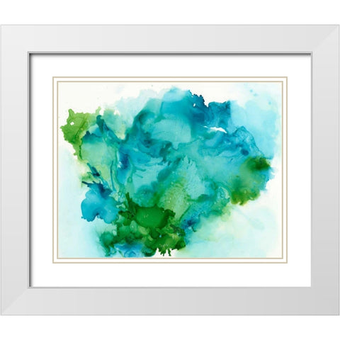 Leafy I White Modern Wood Framed Art Print with Double Matting by Combs, Joyce