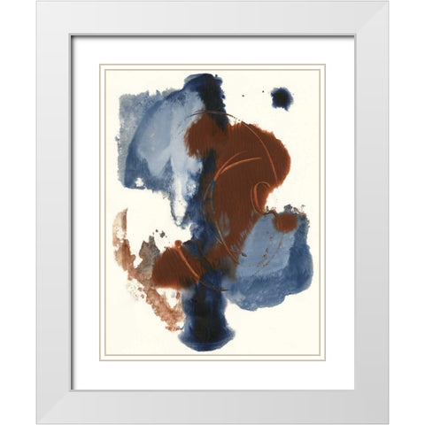 Denim and Rust I White Modern Wood Framed Art Print with Double Matting by Combs, Joyce