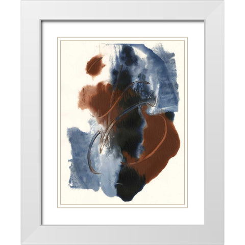 Denim and Rust II White Modern Wood Framed Art Print with Double Matting by Combs, Joyce