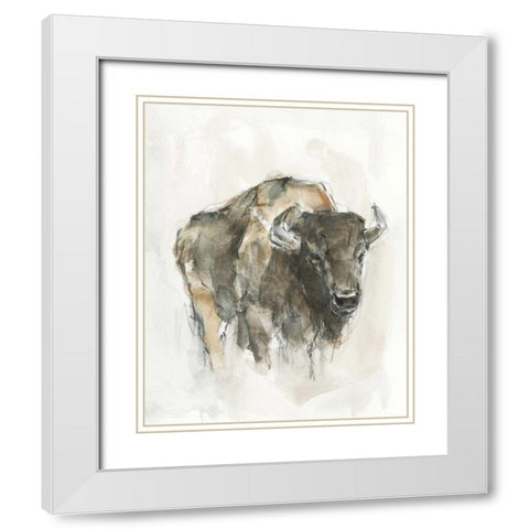 American Buffalo I White Modern Wood Framed Art Print with Double Matting by Harper, Ethan