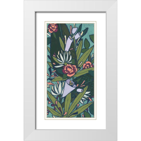Lush Tropic Panel I White Modern Wood Framed Art Print with Double Matting by Vess, June Erica