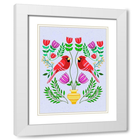 Folk Bird I White Modern Wood Framed Art Print with Double Matting by Moore, Regina