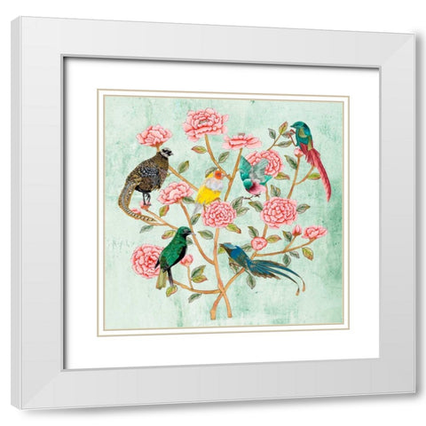 Minty Chinoiserie II White Modern Wood Framed Art Print with Double Matting by Wang, Melissa
