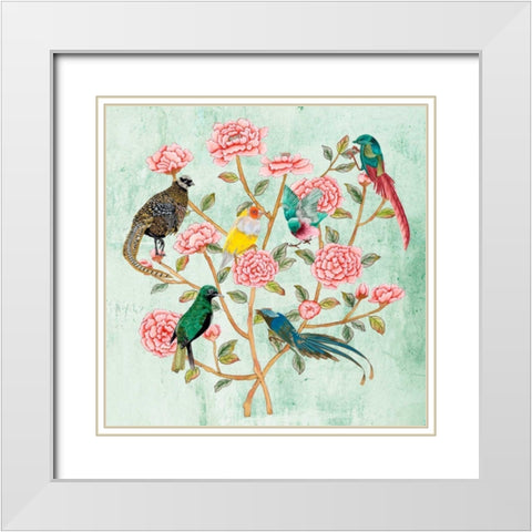 Minty Chinoiserie II White Modern Wood Framed Art Print with Double Matting by Wang, Melissa