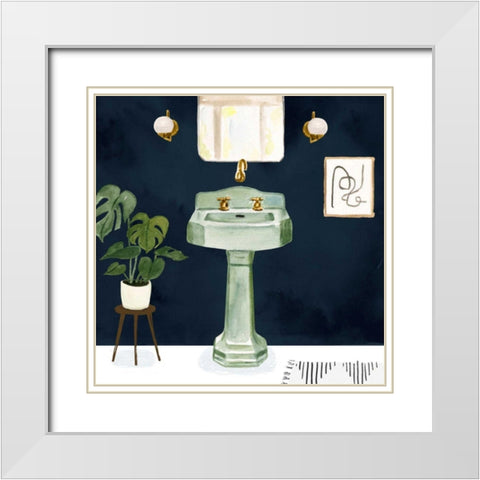 Boho Bath Sinks II White Modern Wood Framed Art Print with Double Matting by Borges, Victoria