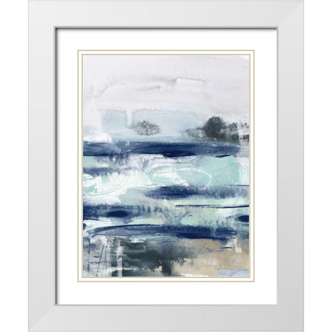 Tidal Motion I White Modern Wood Framed Art Print with Double Matting by Vess, June Erica