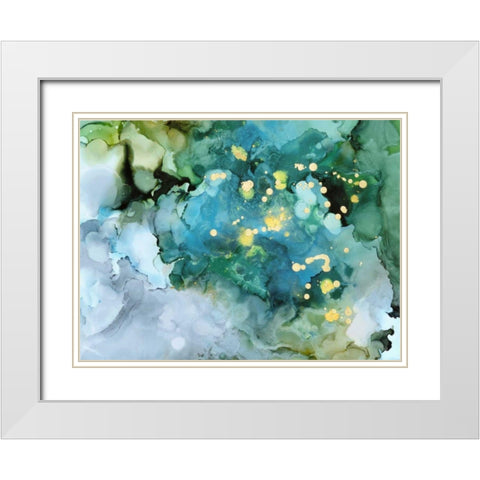 Aqua Brume I White Modern Wood Framed Art Print with Double Matting by Borges, Victoria