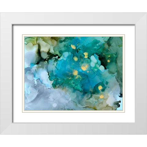 Aqua Brume I White Modern Wood Framed Art Print with Double Matting by Borges, Victoria