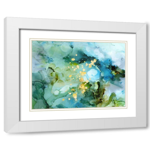 Aqua Brume II White Modern Wood Framed Art Print with Double Matting by Borges, Victoria