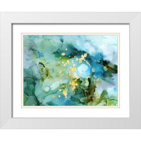 Aqua Brume II White Modern Wood Framed Art Print with Double Matting by Borges, Victoria