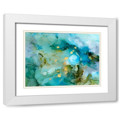 Aqua Brume II White Modern Wood Framed Art Print with Double Matting by Borges, Victoria