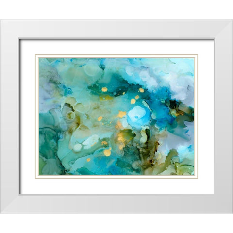Aqua Brume II White Modern Wood Framed Art Print with Double Matting by Borges, Victoria