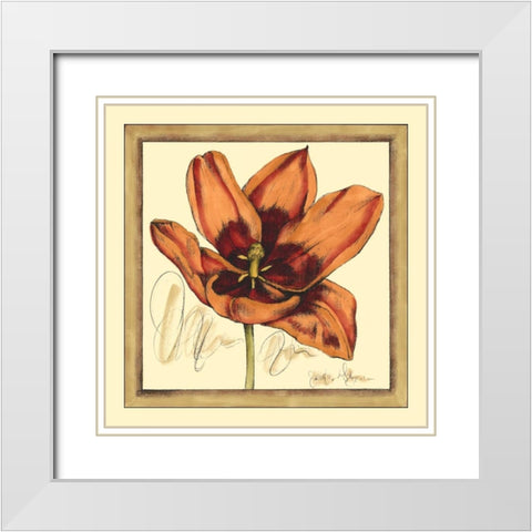 Tulip Study I White Modern Wood Framed Art Print with Double Matting by Goldberger, Jennifer