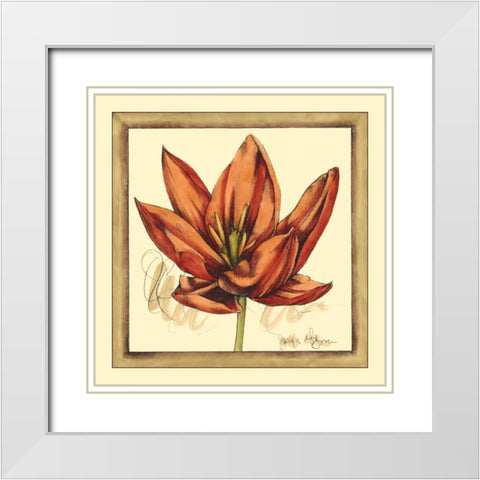 Tulip Study II White Modern Wood Framed Art Print with Double Matting by Goldberger, Jennifer