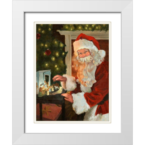 Saint Nick and the Nativity White Modern Wood Framed Art Print with Double Matting by Green, Jacob