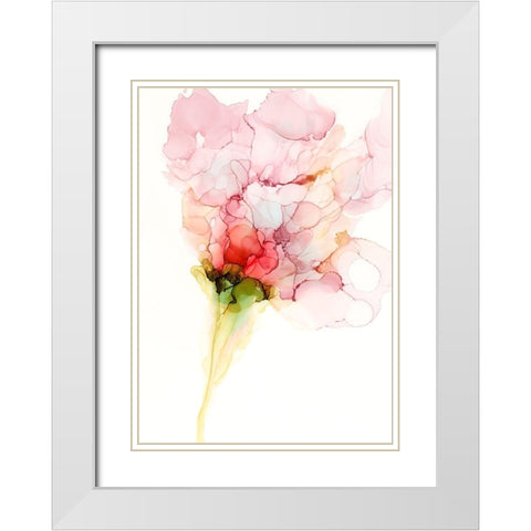 Flower Passion I White Modern Wood Framed Art Print with Double Matting by Goldberger, Jennifer