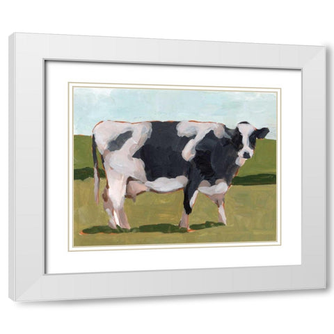 Cow Portrait I White Modern Wood Framed Art Print with Double Matting by Wang, Melissa