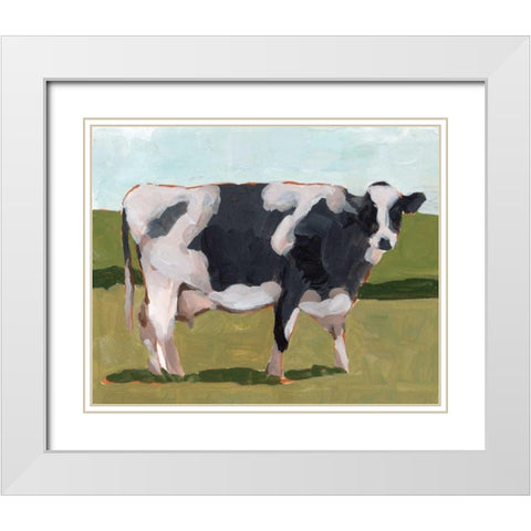 Cow Portrait I White Modern Wood Framed Art Print with Double Matting by Wang, Melissa