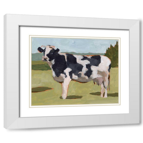 Cow Portrait II White Modern Wood Framed Art Print with Double Matting by Wang, Melissa