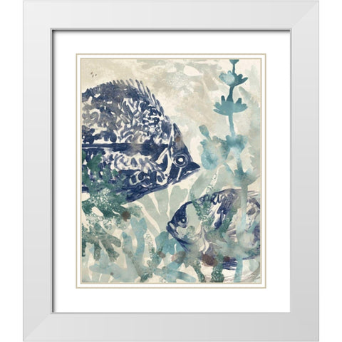 Seafloor Fresco II White Modern Wood Framed Art Print with Double Matting by Vess, June Erica