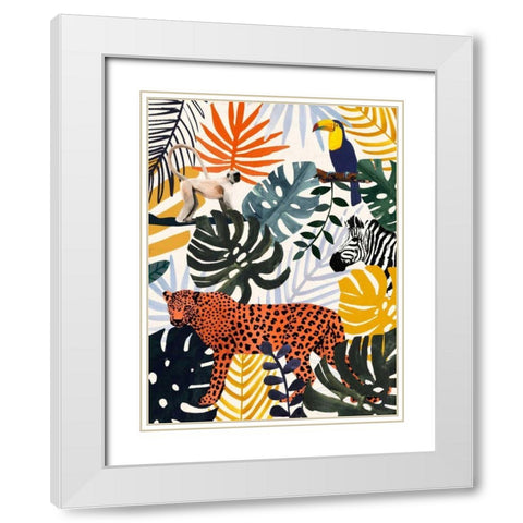 Jungle Jumble II White Modern Wood Framed Art Print with Double Matting by Borges, Victoria