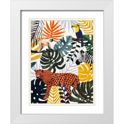 Jungle Jumble II White Modern Wood Framed Art Print with Double Matting by Borges, Victoria