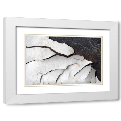 Abstract Fissure I White Modern Wood Framed Art Print with Double Matting by Stramel, Renee W.