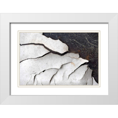 Abstract Fissure I White Modern Wood Framed Art Print with Double Matting by Stramel, Renee W.