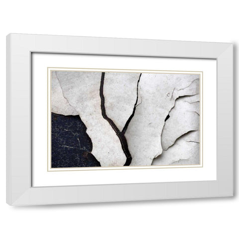 Abstract Fissure II White Modern Wood Framed Art Print with Double Matting by Stramel, Renee W.