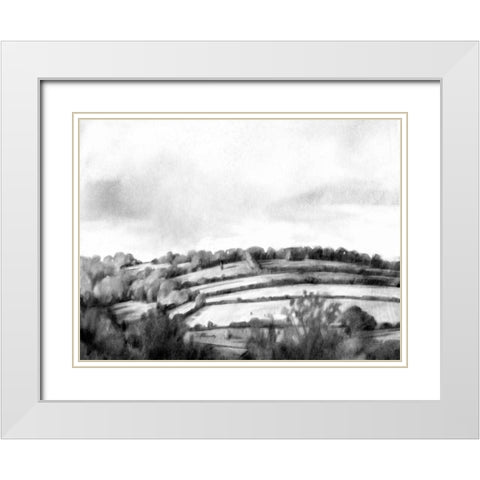 Rolling Landscape Sketch I White Modern Wood Framed Art Print with Double Matting by Caroline, Emma
