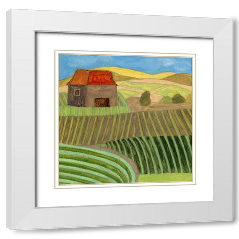 Mountain House II White Modern Wood Framed Art Print with Double Matting by Wang, Melissa