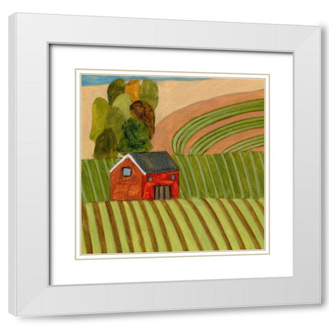 Mountain House III White Modern Wood Framed Art Print with Double Matting by Wang, Melissa