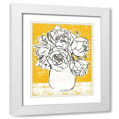 Golden Peony I White Modern Wood Framed Art Print with Double Matting by Warren, Annie