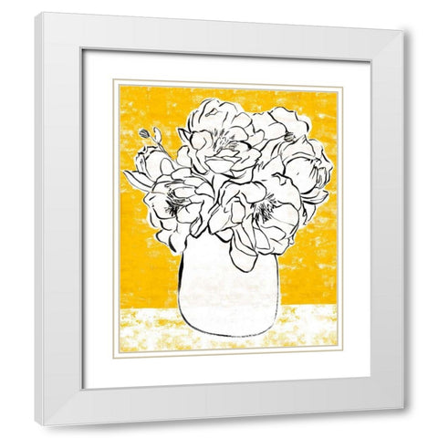 Golden Peony II White Modern Wood Framed Art Print with Double Matting by Warren, Annie