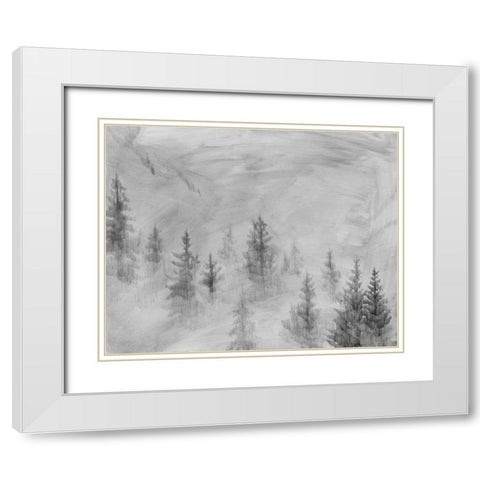 Foggy Foothills I White Modern Wood Framed Art Print with Double Matting by Green, Jacob