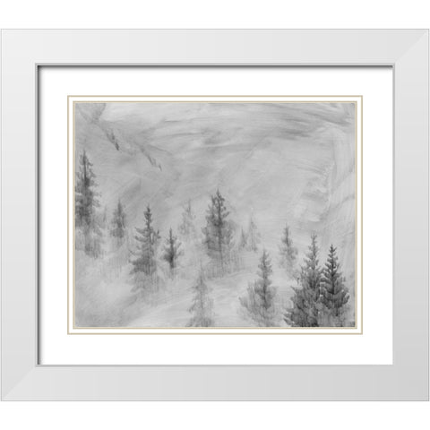 Foggy Foothills I White Modern Wood Framed Art Print with Double Matting by Green, Jacob