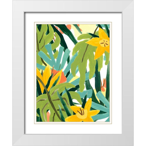 Palm Thatch I White Modern Wood Framed Art Print with Double Matting by Vess, June Erica