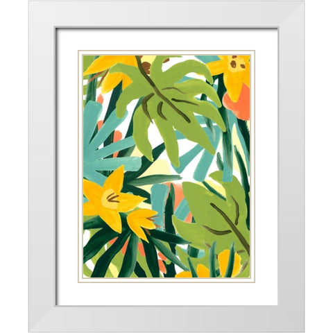 Palm Thatch II White Modern Wood Framed Art Print with Double Matting by Vess, June Erica