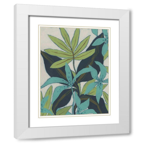 Jungle Blues II White Modern Wood Framed Art Print with Double Matting by Vess, June Erica
