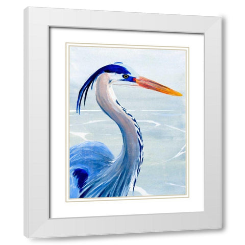 Great Blue II White Modern Wood Framed Art Print with Double Matting by Warren, Annie